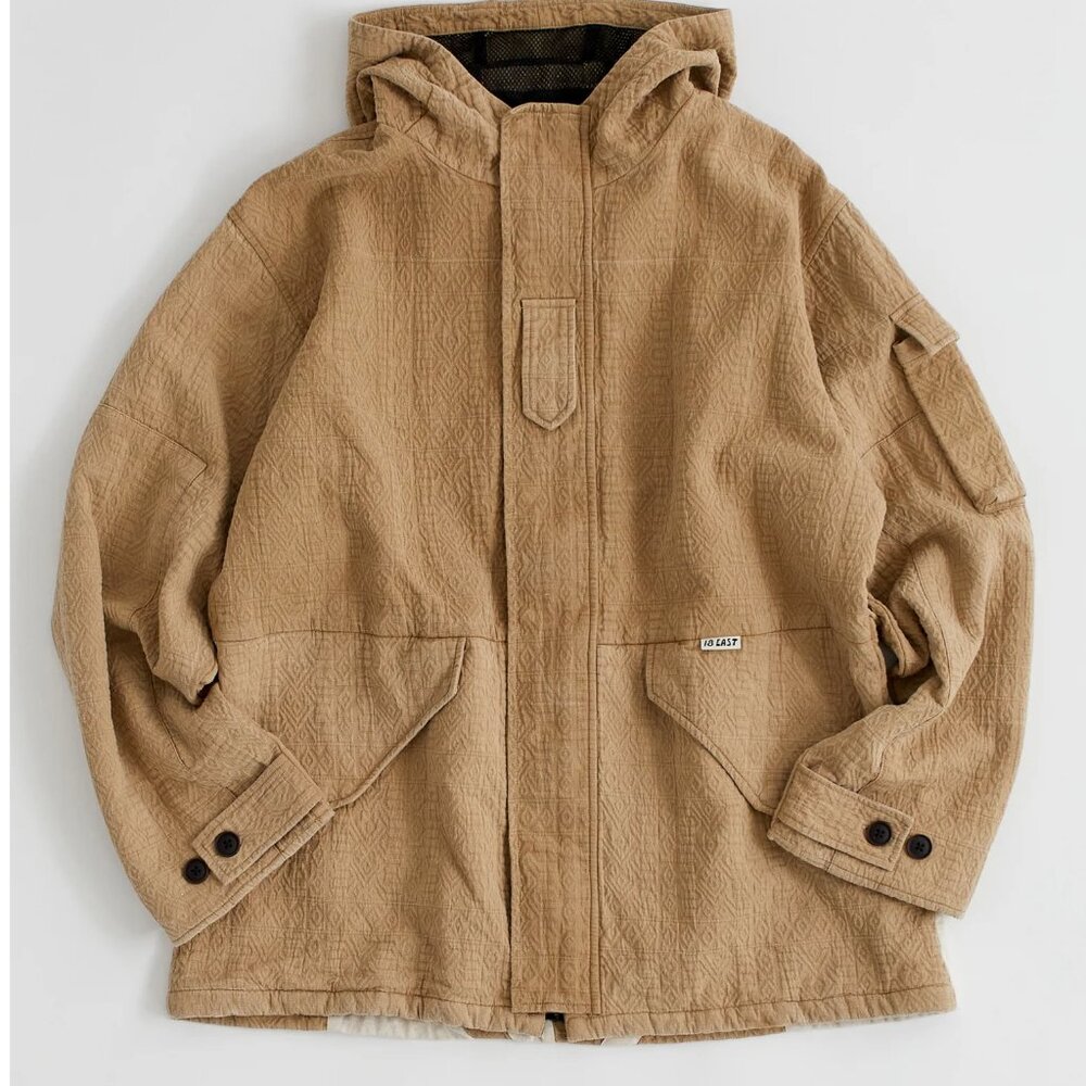 18East PROSPECT PARKA - STONEWASHED HANDLOOM DOUBLEWEAVE WITH KHADI PATCHWORK BA
